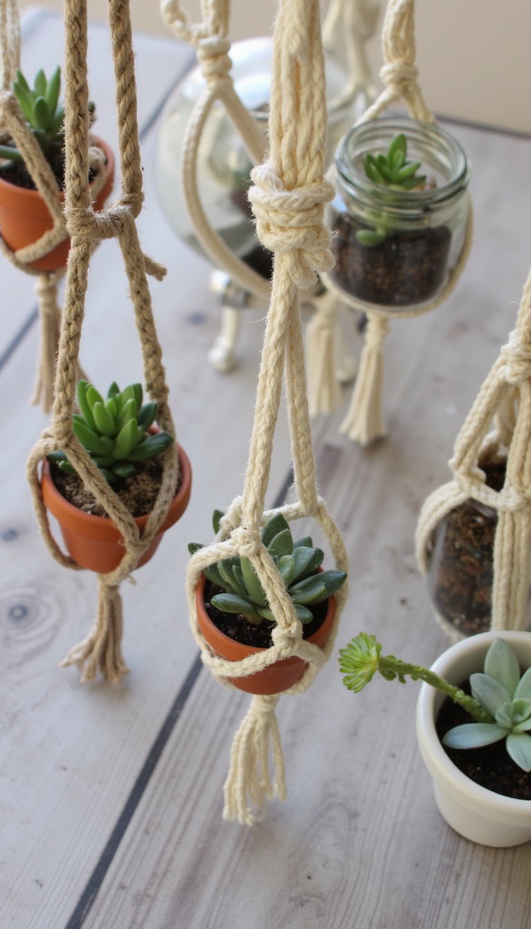 4. Mini Macrame Plant Hangers