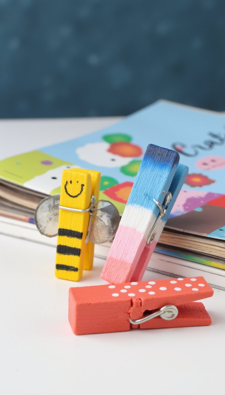 26. Painted Clothespin Magnets