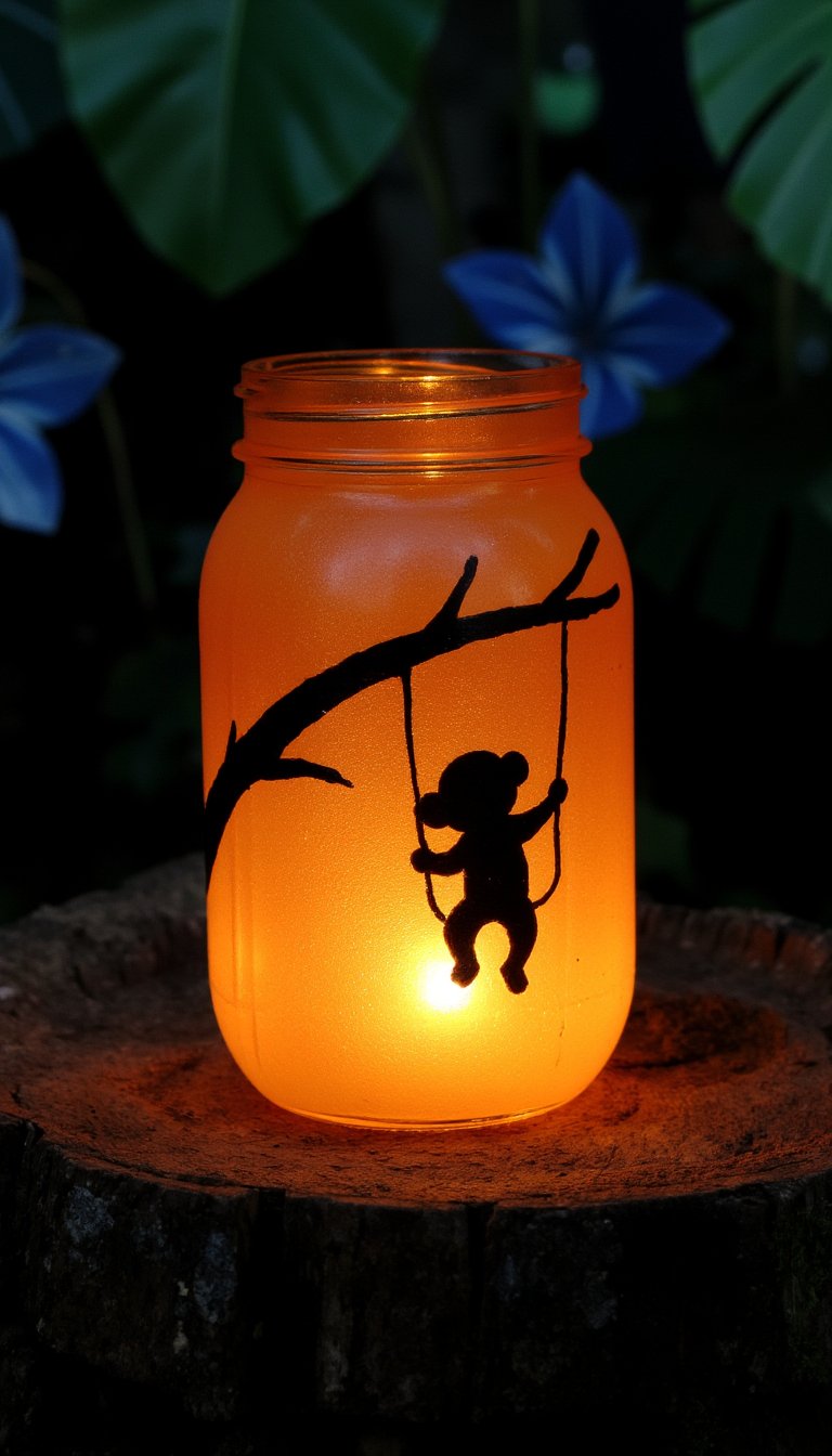 11. Monkey Mason Jar Lantern