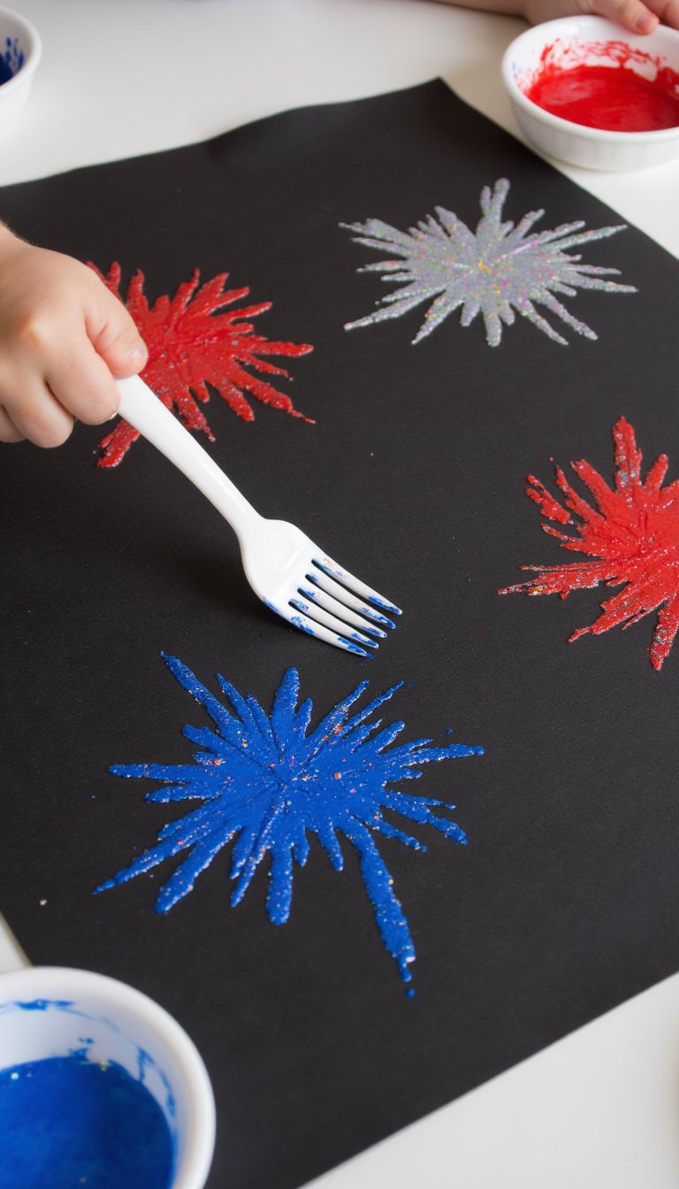 7. Fireworks Stamp with Forks
