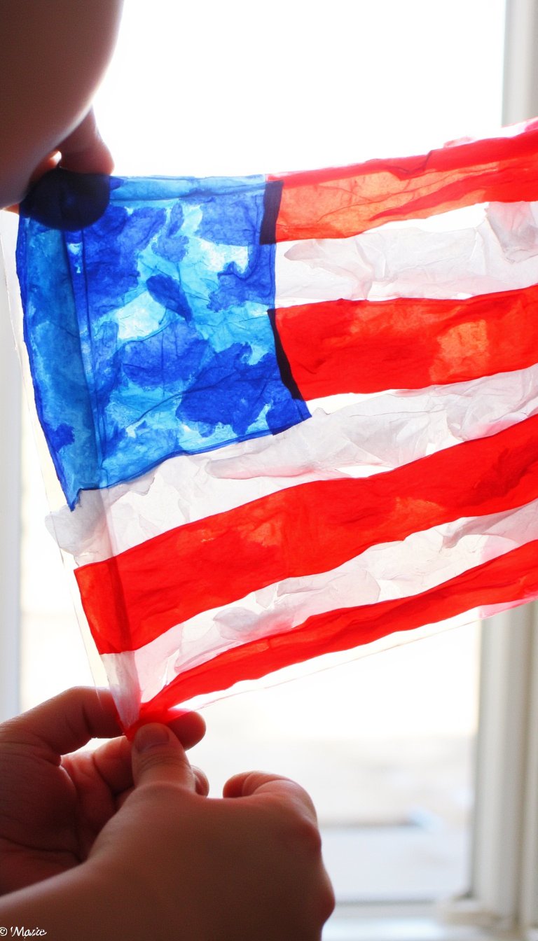 9. Tissue Paper Stained Glass Flag
