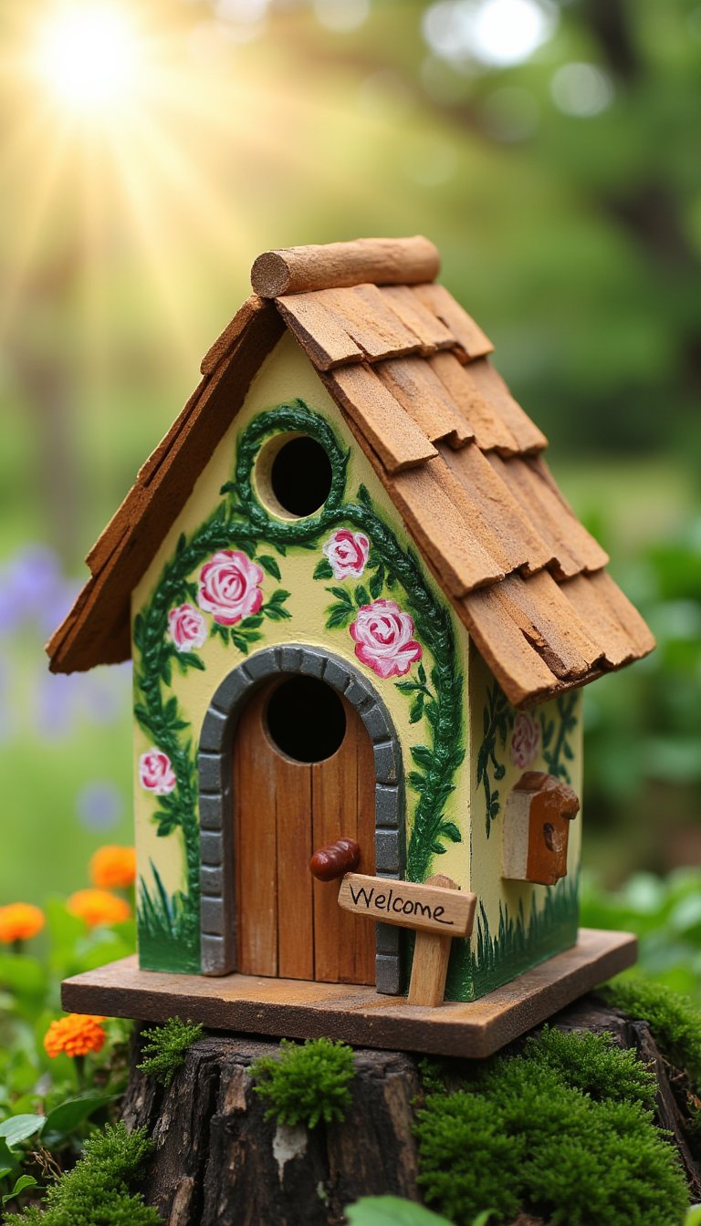 22. A Painted 'Secret Garden' Birdhouse