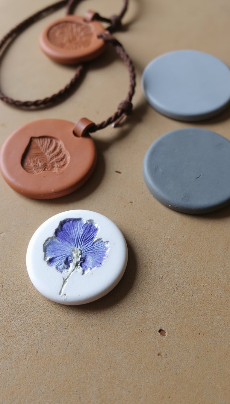 23. Pressed Flower Clay Pendants