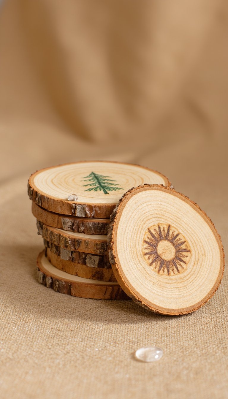 16. Mini Wood Slice Coasters
