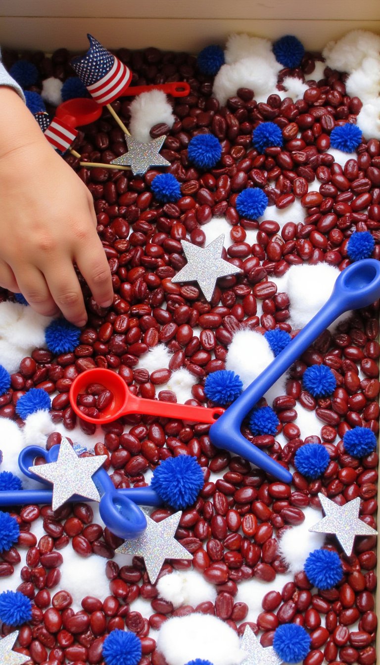 5. Red, White, & Blue Sensory Bin