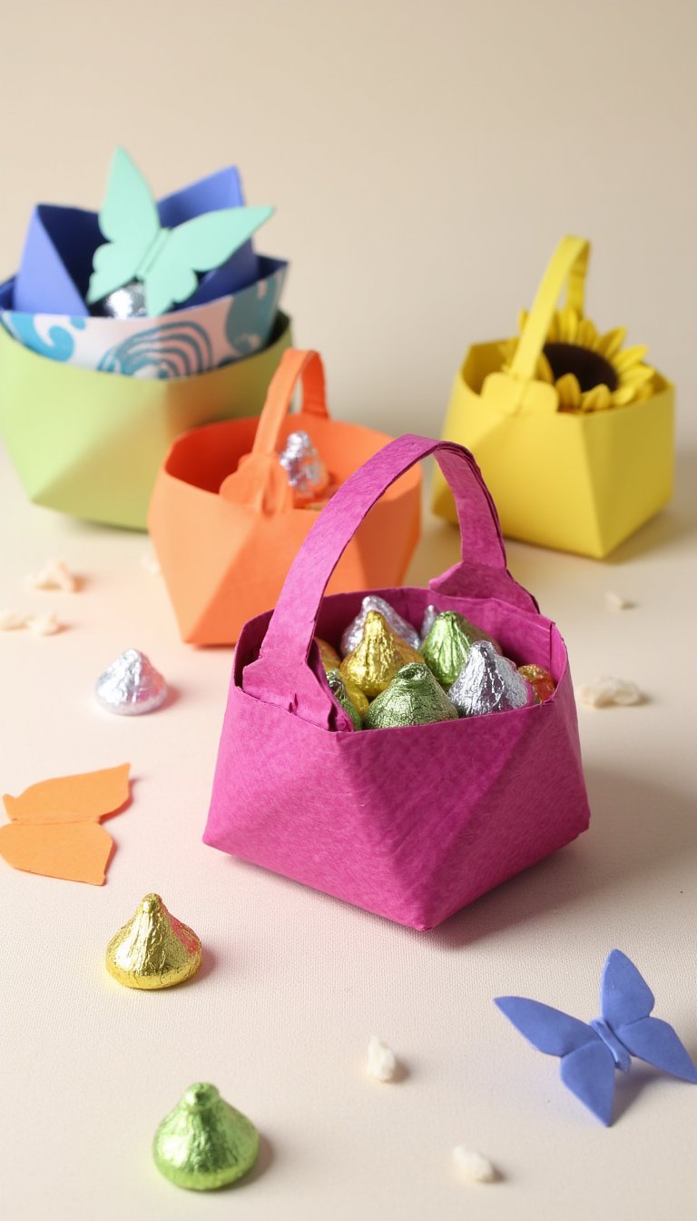 9. Colorful Origami Paper Basket
