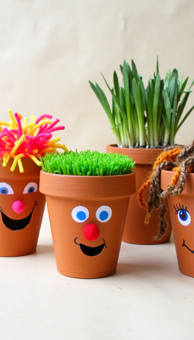 13. Funny Face Flower Pot People