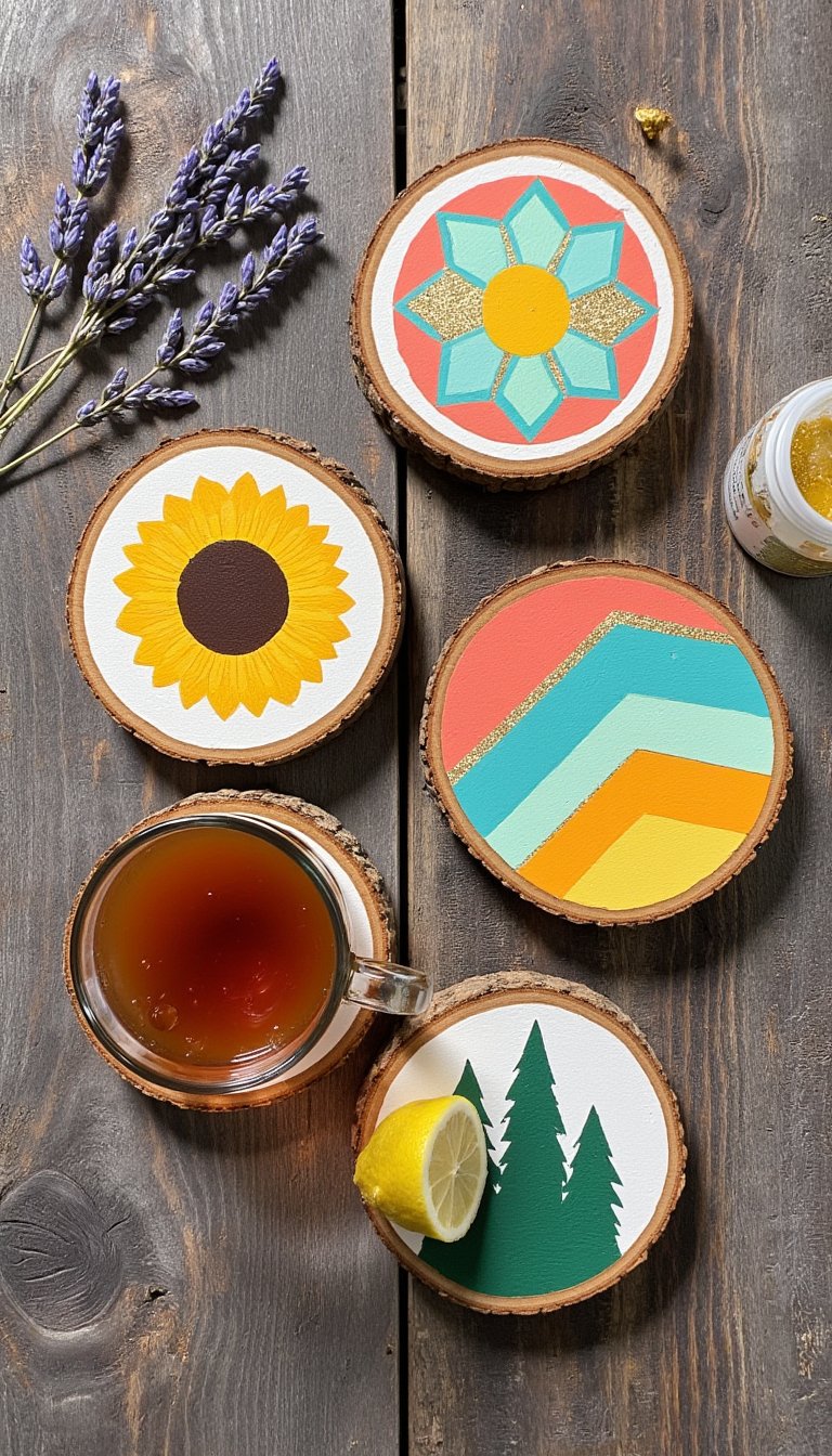 24. Wood Slice Coasters