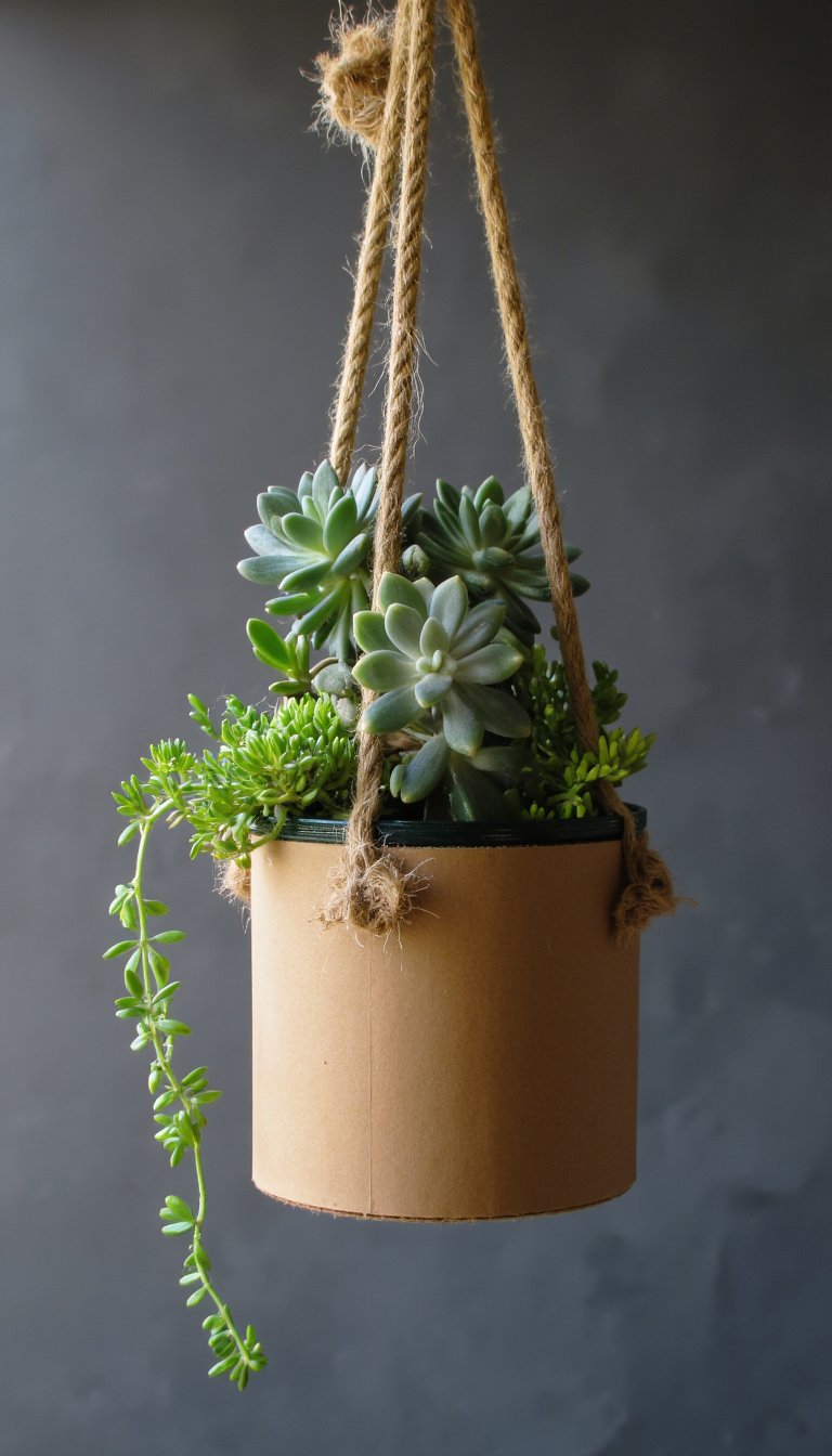 13. Hanging Cardboard Planter