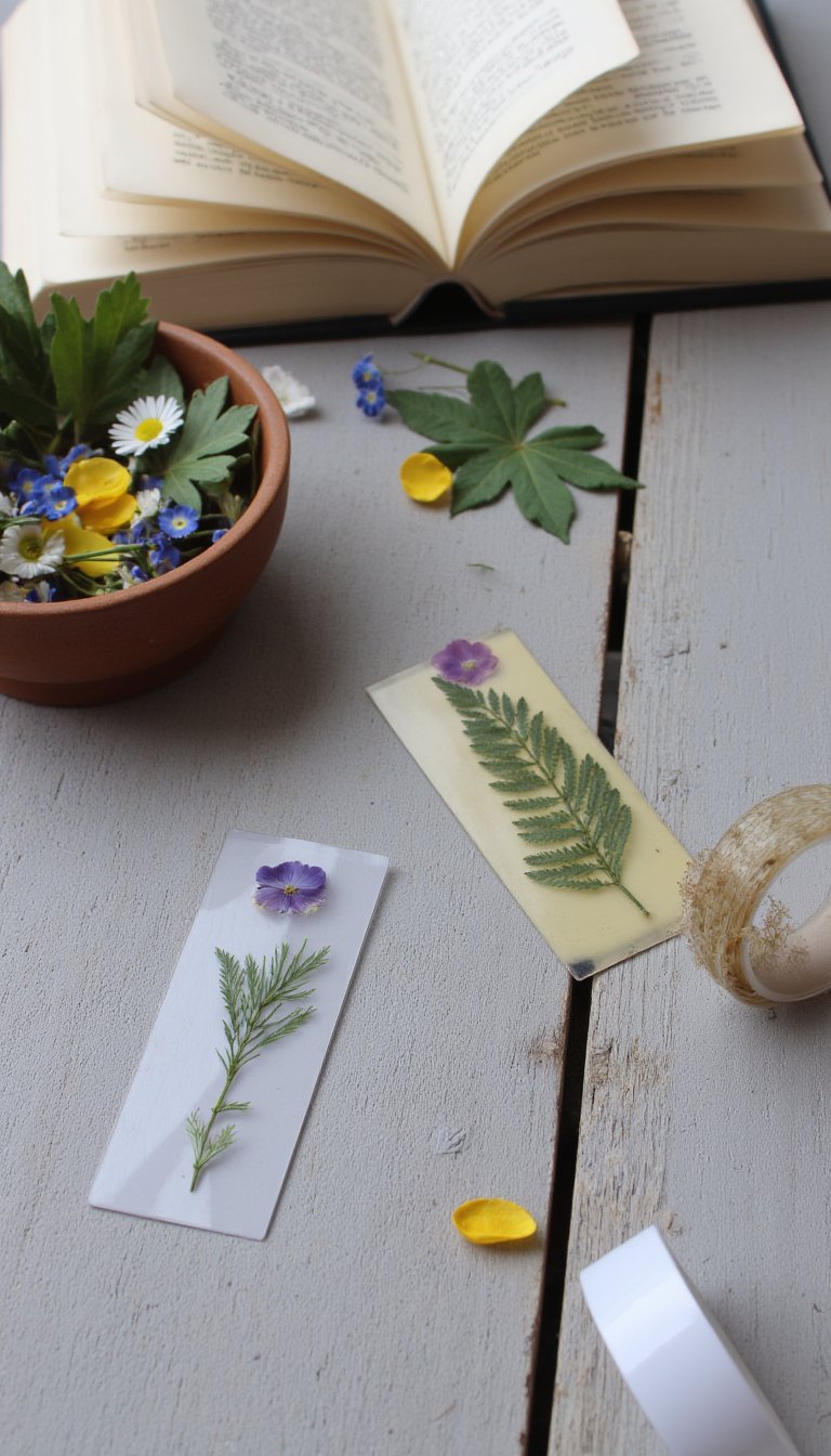 23. Pressed Flower Bookmarks