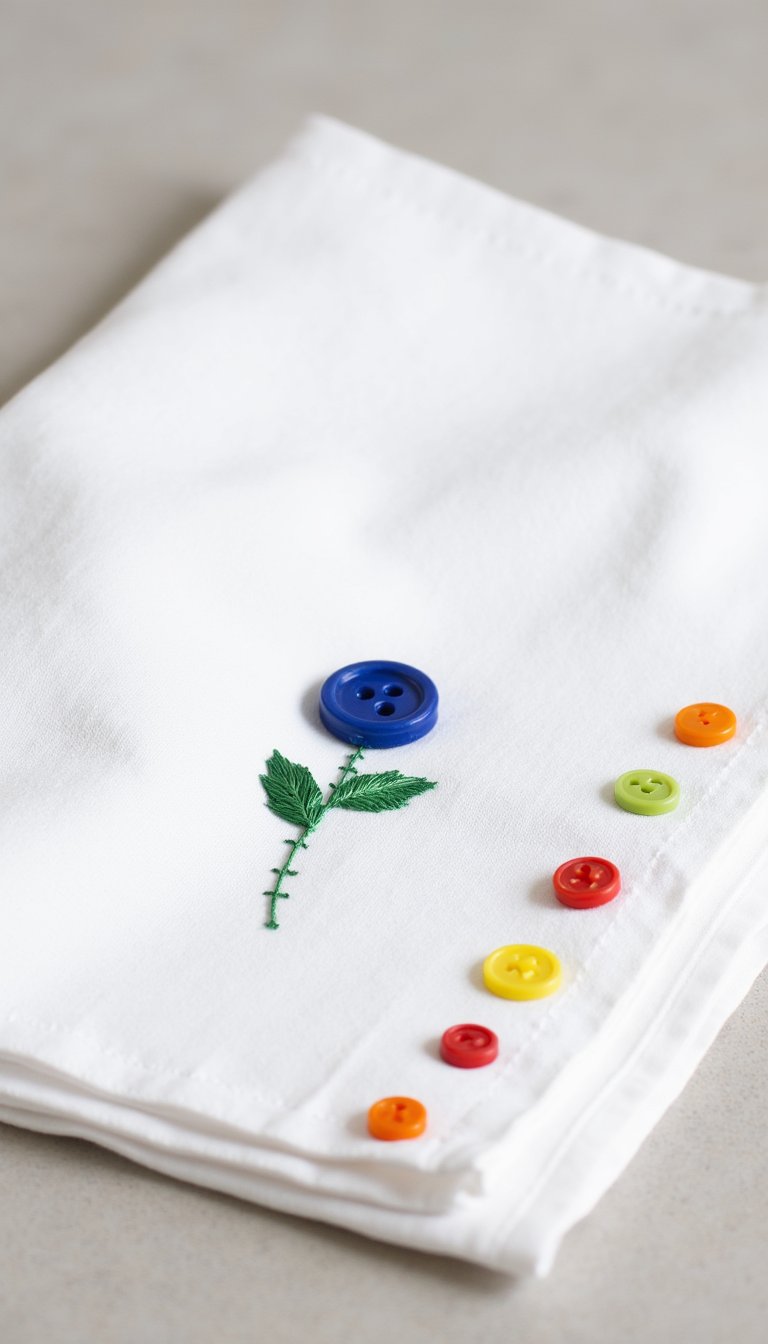 15. Button-Embroidered Kitchen Towels