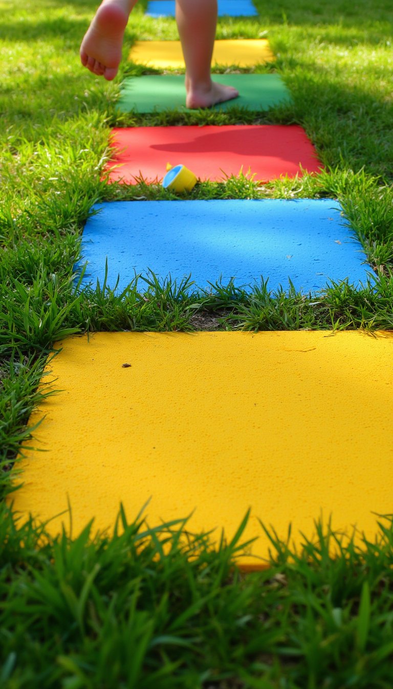 17. Paint a Fun Hopscotch or Twister Grid on the Lawn