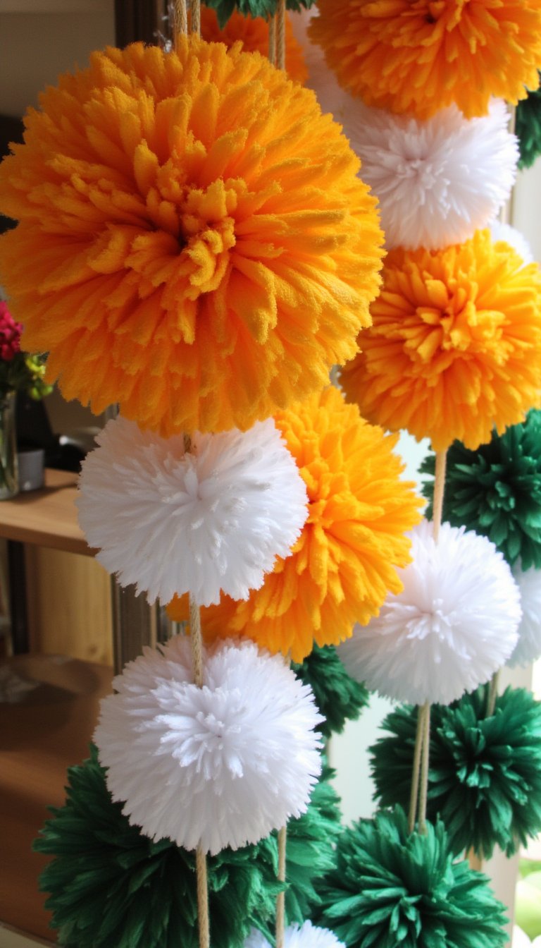 15. Tricolor Pom-Pom Cascades