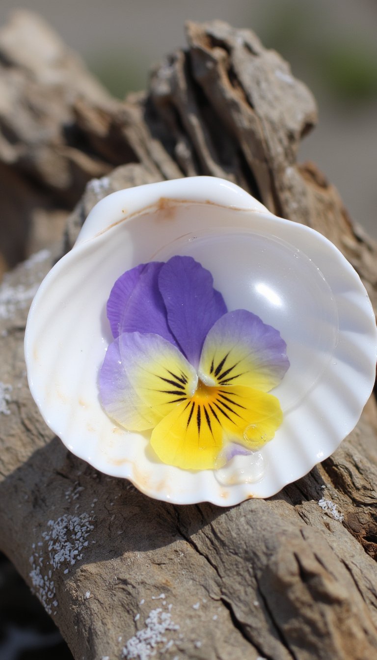 3. Elegant Pressed Flower Shell Art