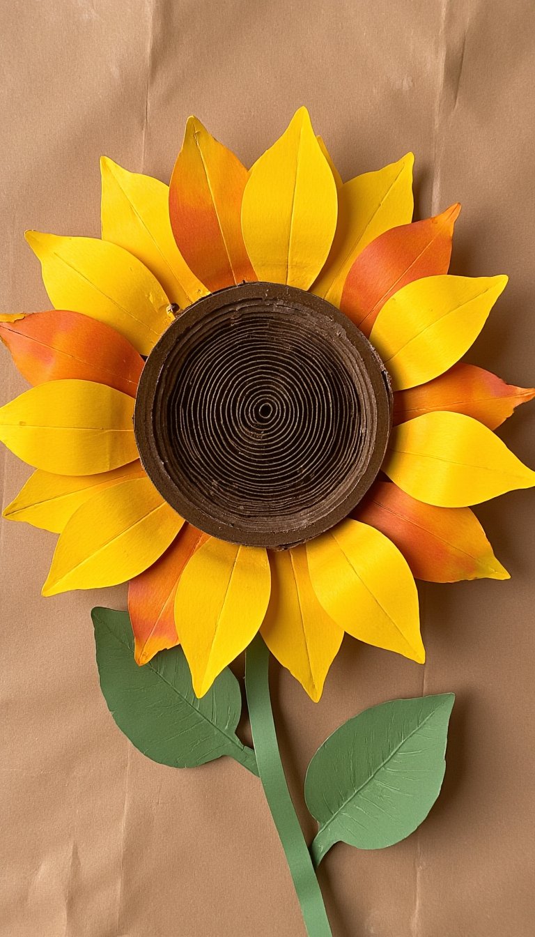 15. Corrugated Cardboard Sunflower