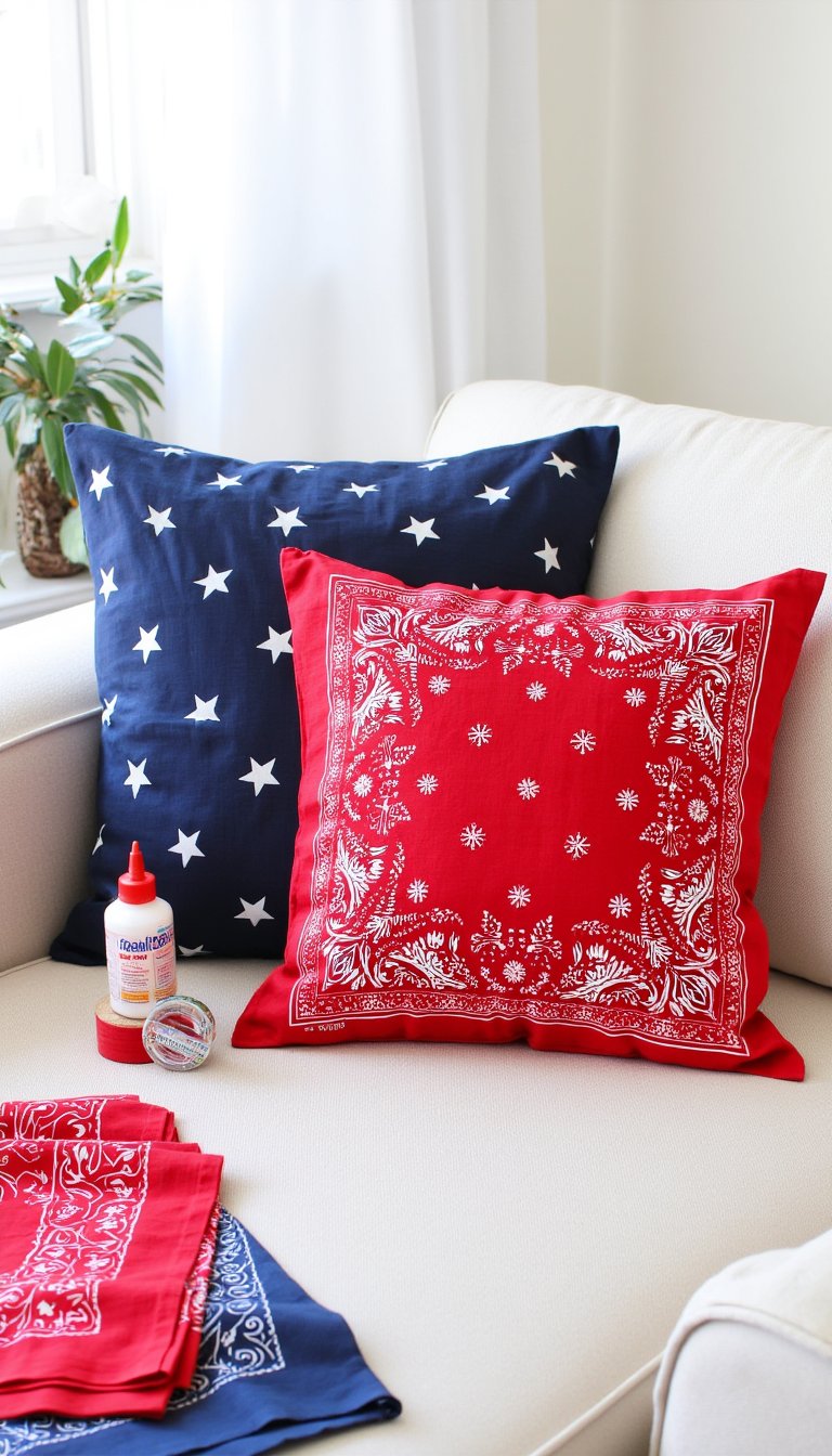 16. Bandana Pillow Covers (No Sew!)