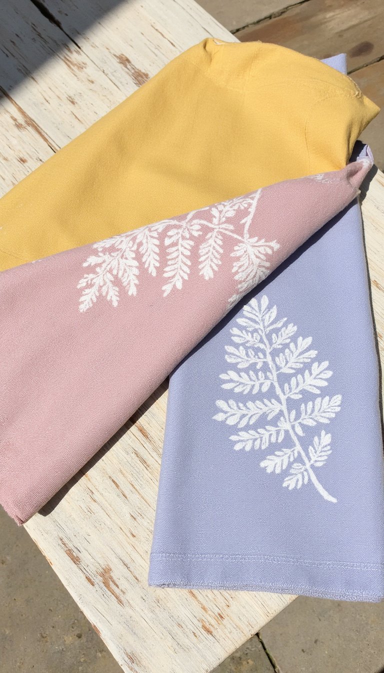 3. Hand-Dyed Linen Napkins with Botanical Prints