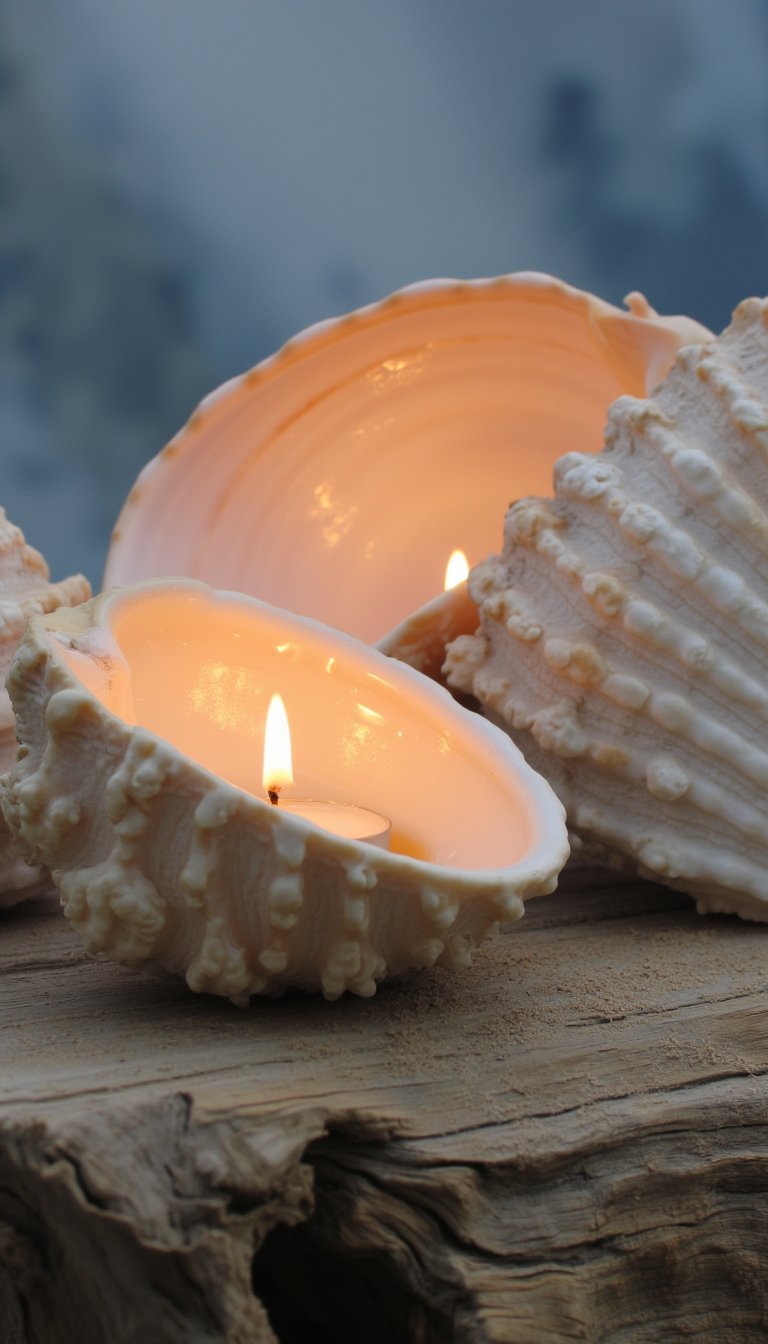 3. Dipped Seashell Candle Holders