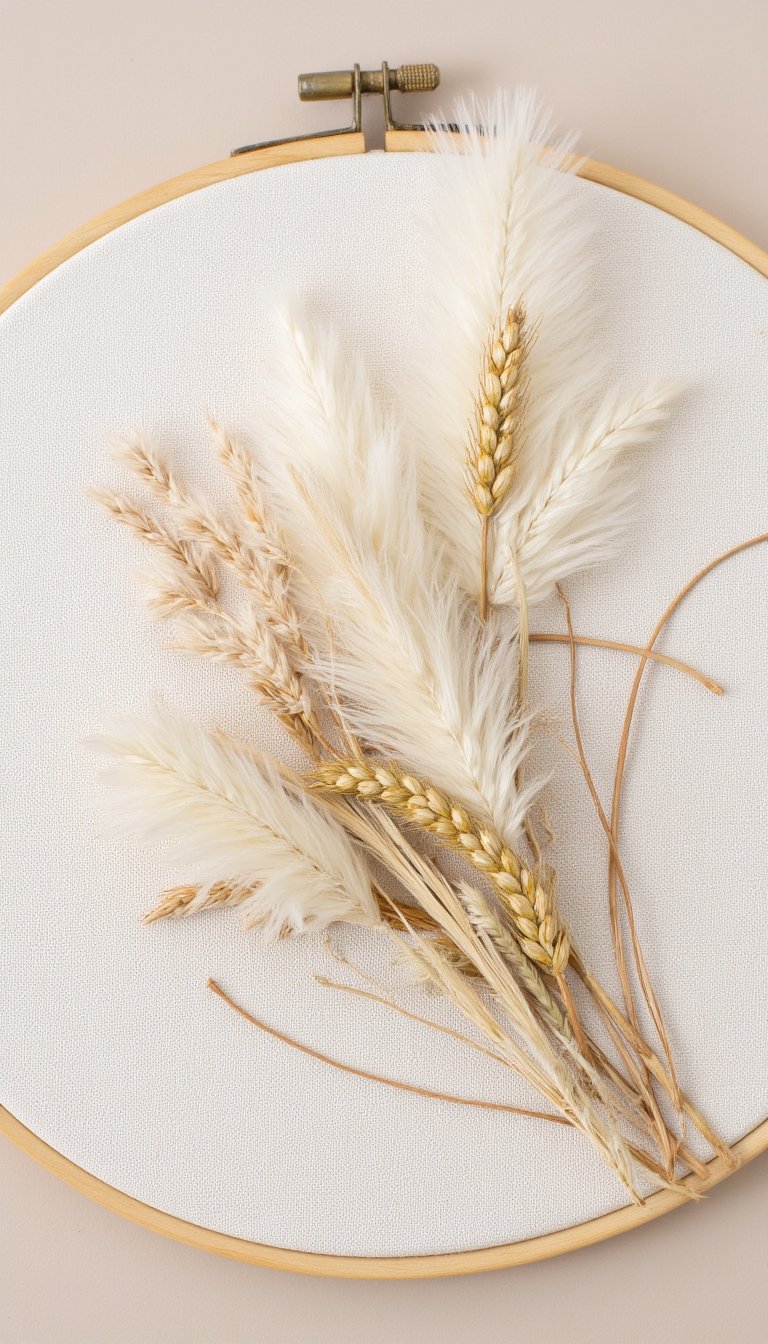 6. Embroidery Hoop with Dried Grasses