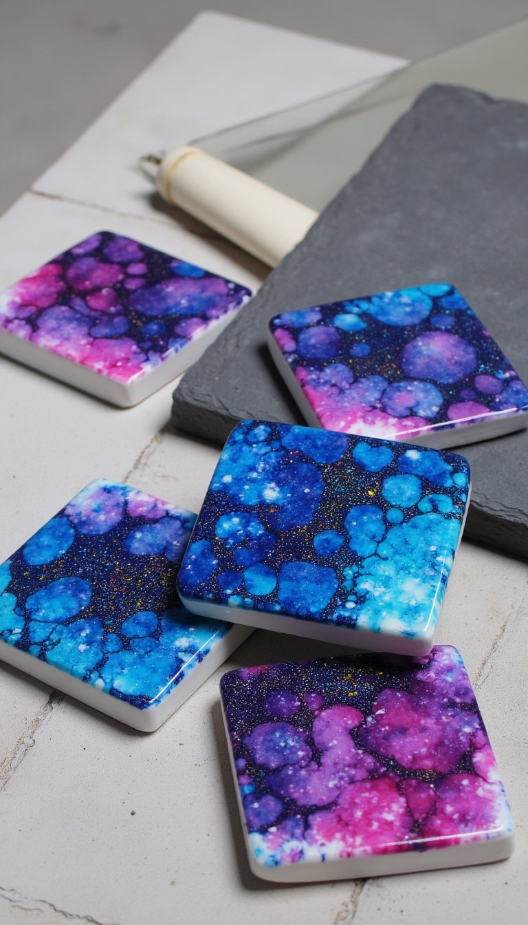 28. Alcohol Ink Coasters