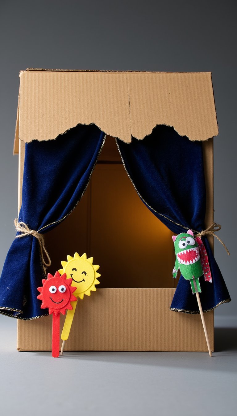 28. Cardboard Puppet Theater