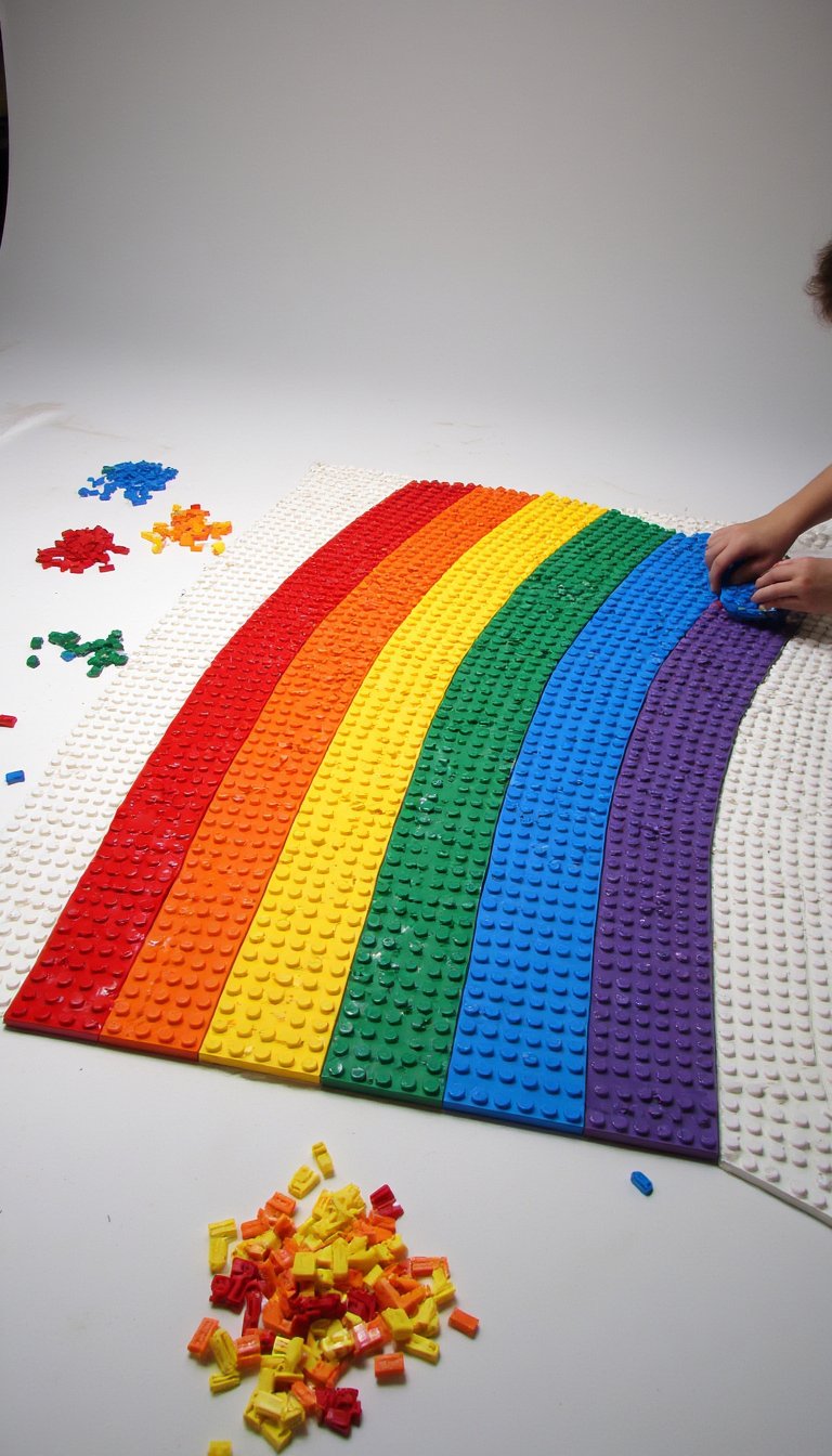 15. Lego or Duplo Rainbow Mosaic
