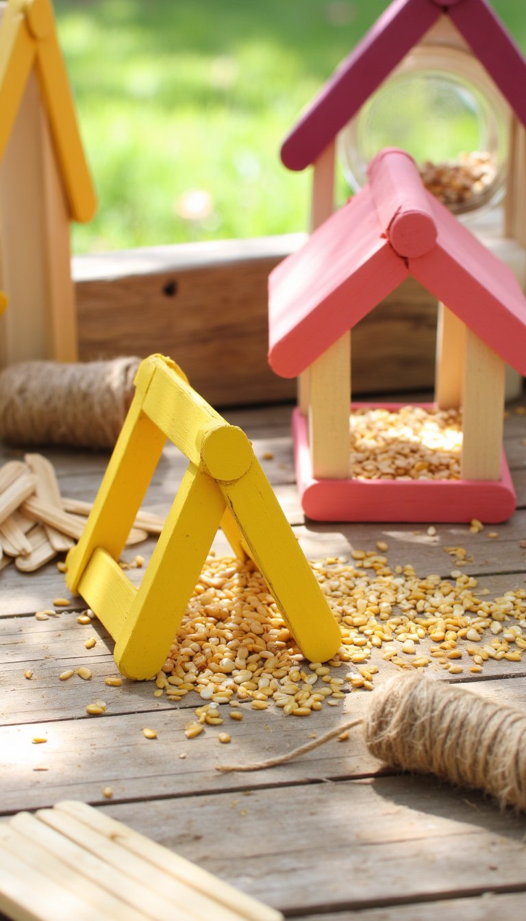 8. Popsicle Stick Bird Feeders