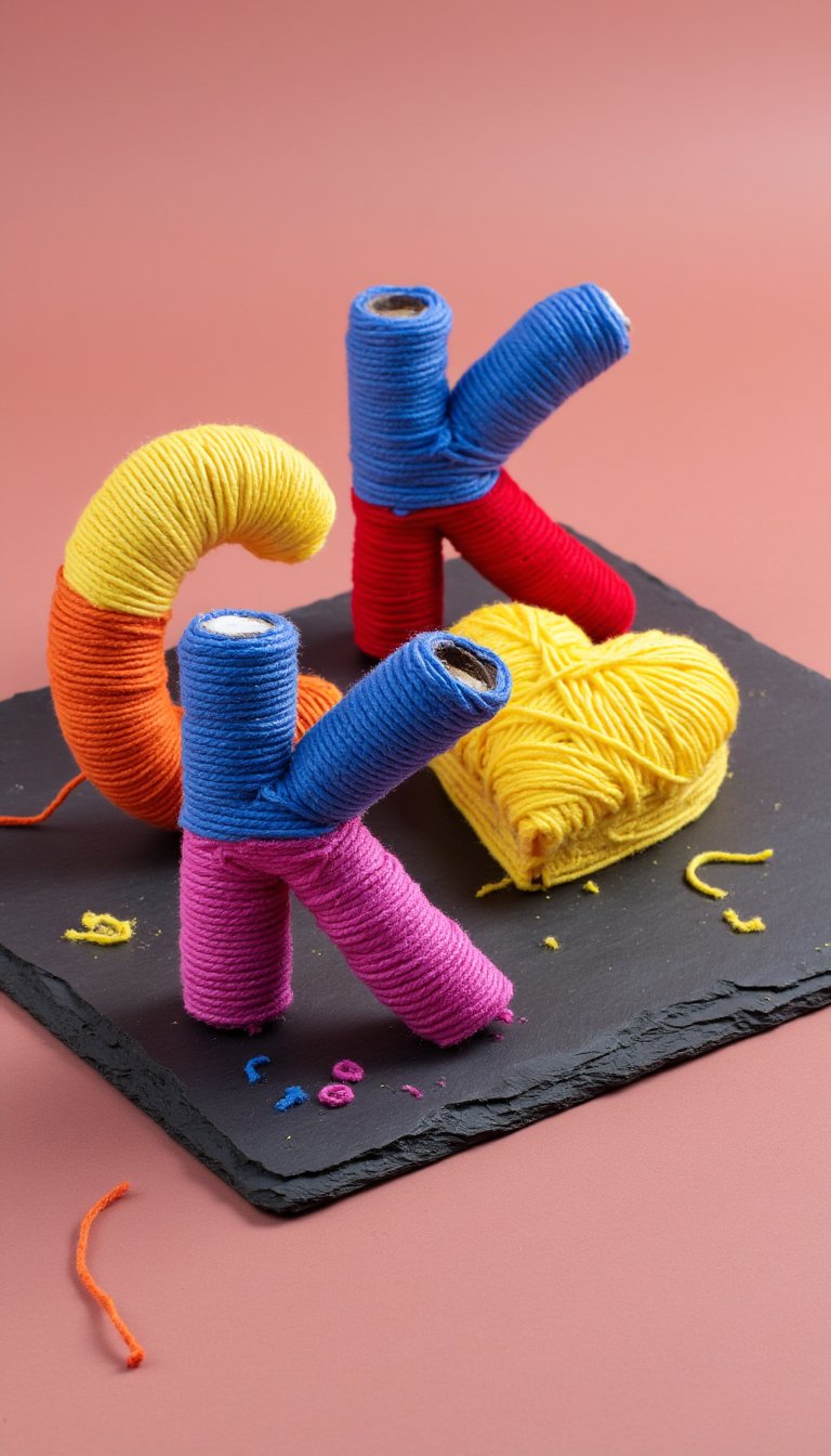 15. Yarn-Wrapped Letters