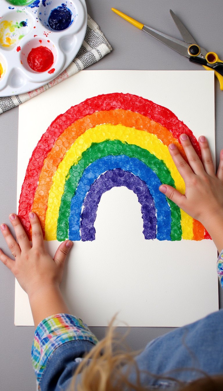 5. Bubble Wrap Rainbow Printing