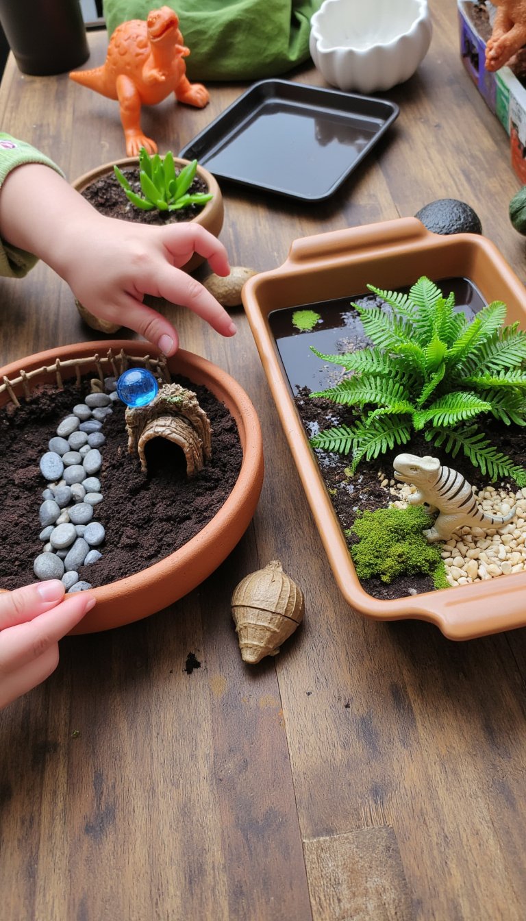 5. Start a Mini Fairy or Dinosaur Garden