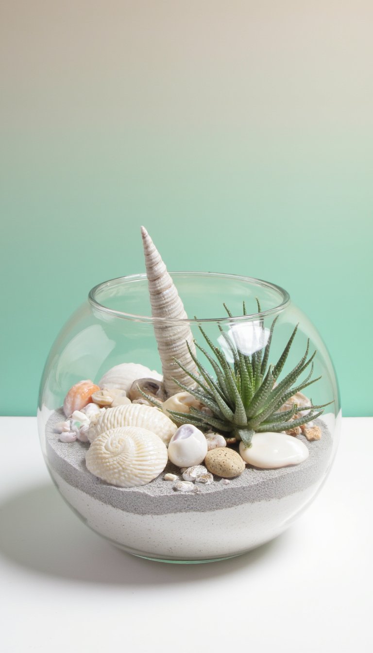 6. Mini Seashell Terrarium