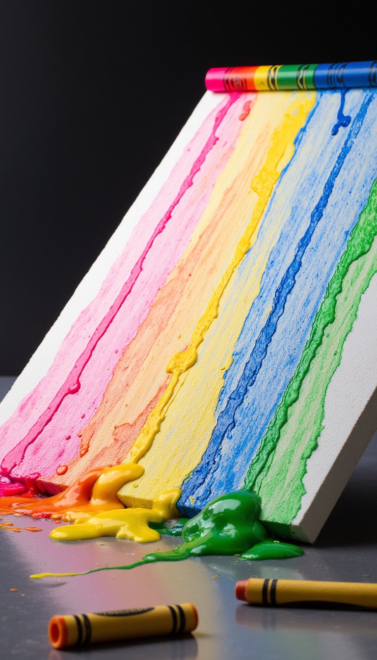 23. Melted Crayon Art on Canvas