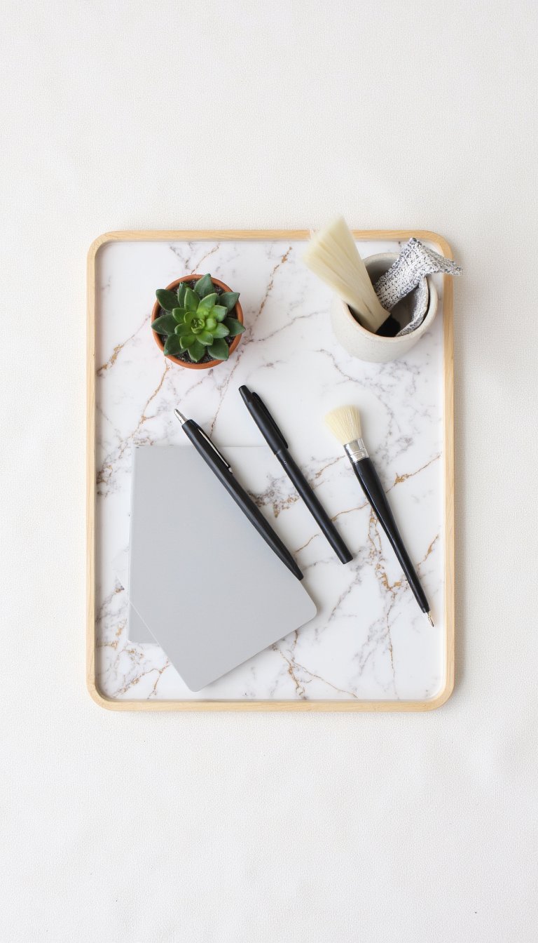 24. DIY Faux Marble Desk Organizer
