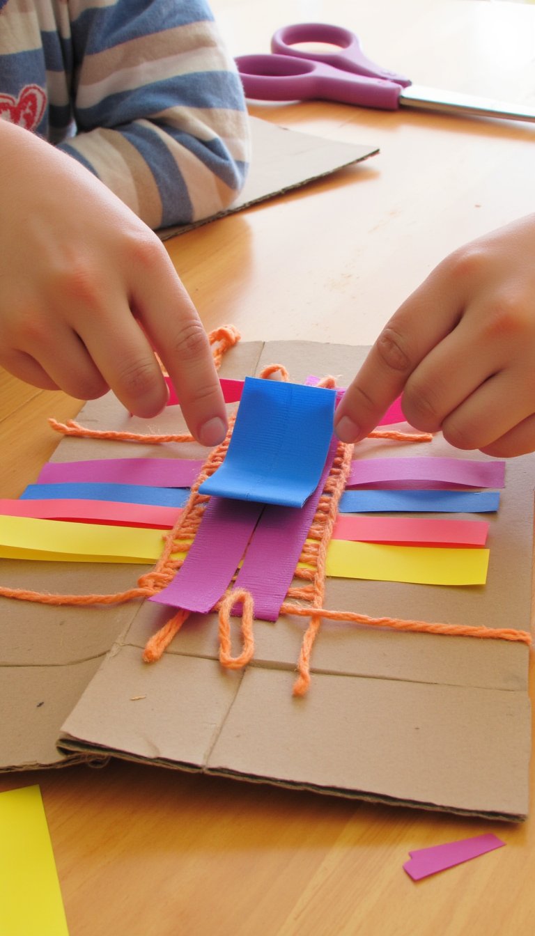 5. Cardboard Loom Weaving