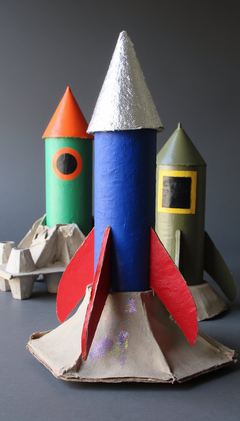 16. Cardboard Tube Rocket Ships