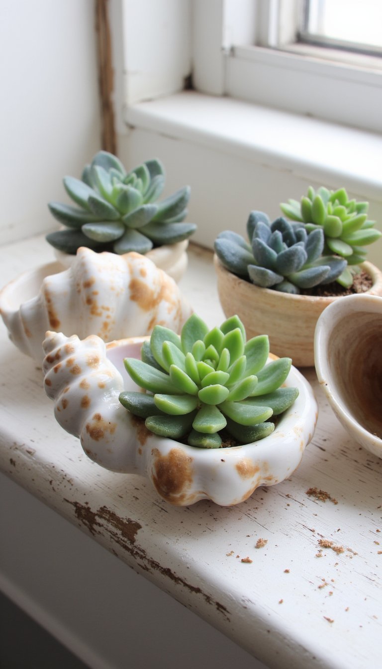 6. Succulent Seashell Planters