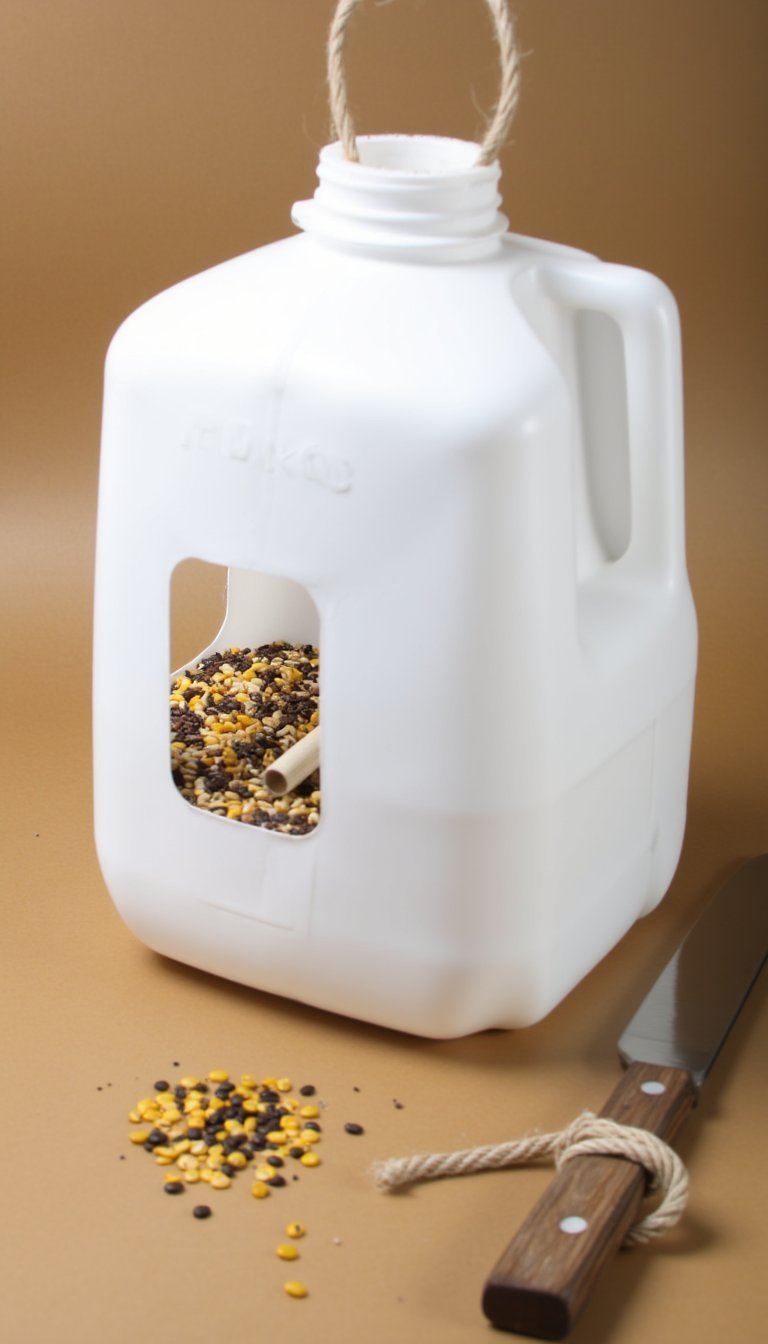 18. Milk Jug Bird Feeders