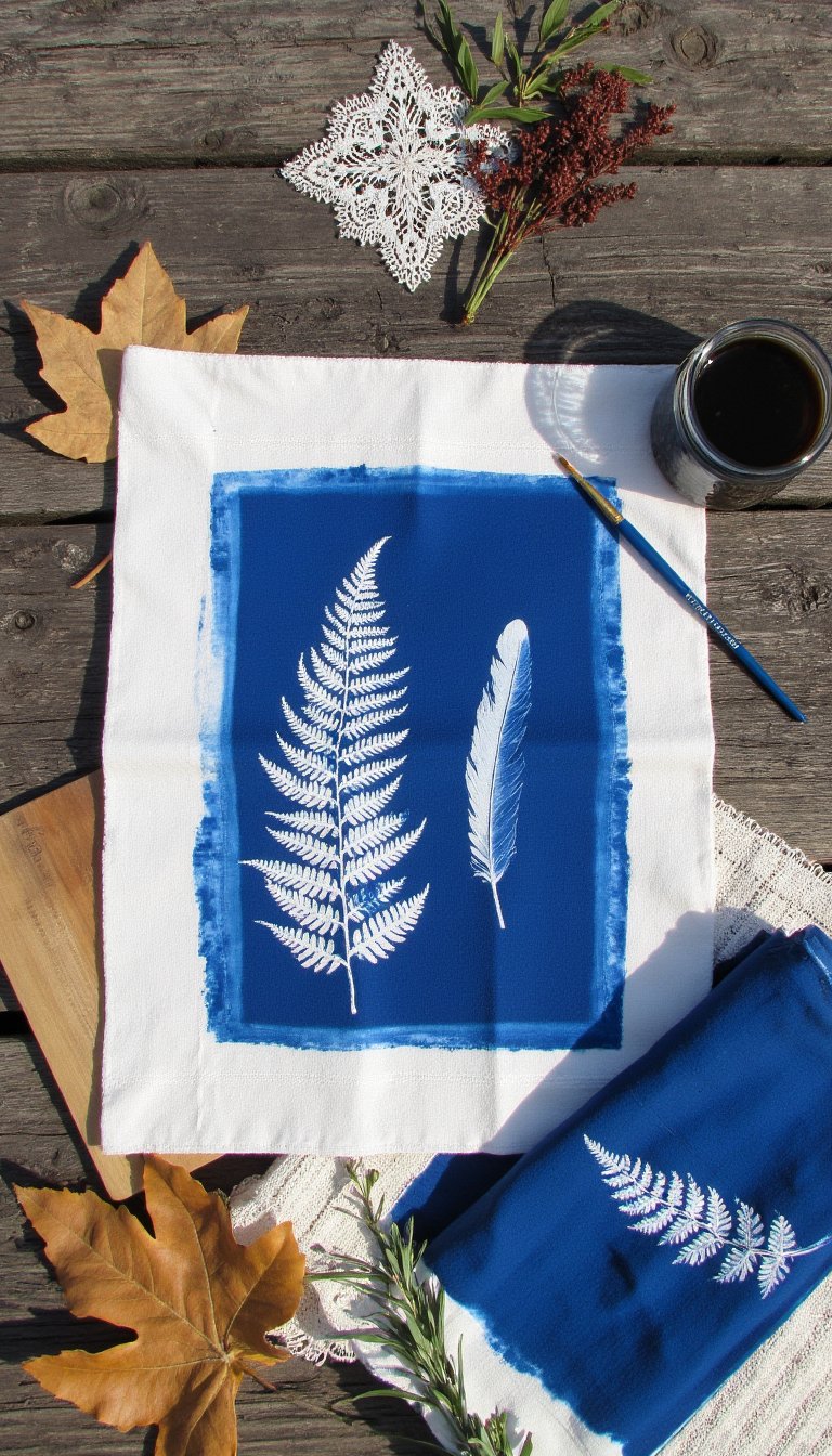 13. Cyanotype Sun Prints on Fabric