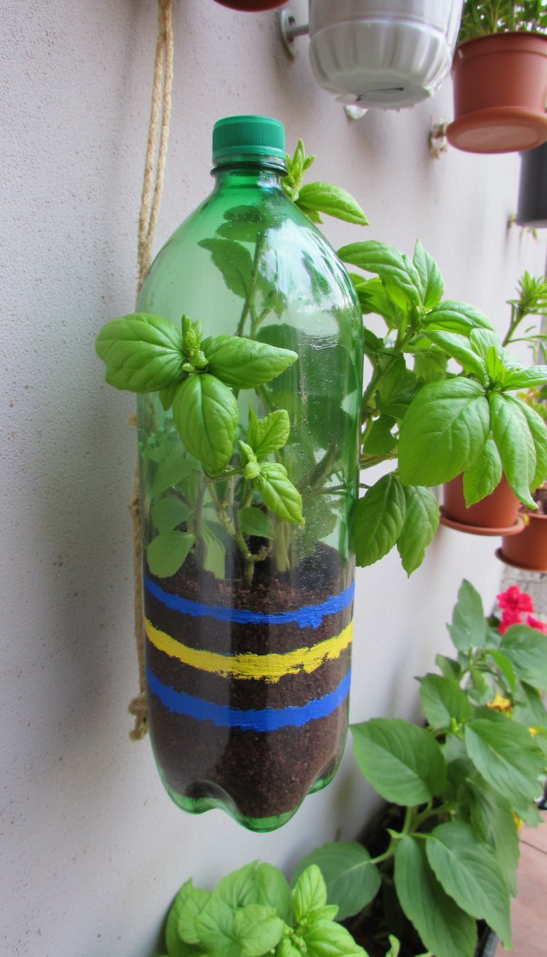 1. Plastic Bottle Vertical Garden