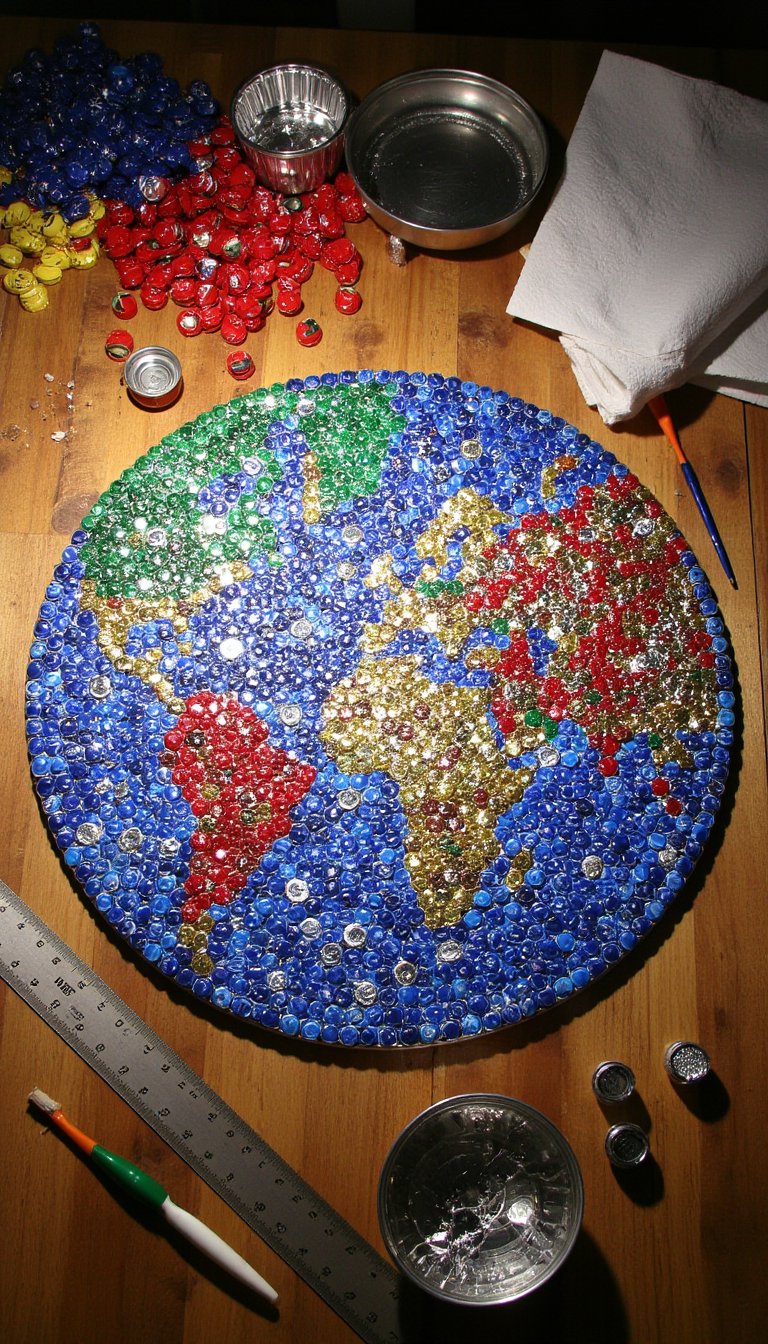 7. Bottle Cap Mosaic Masterpieces