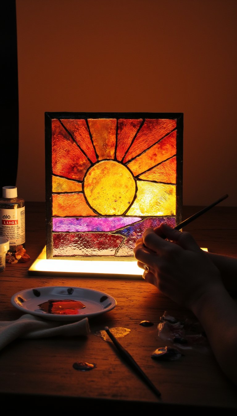 15. Faux Stained Glass with Glass Paint