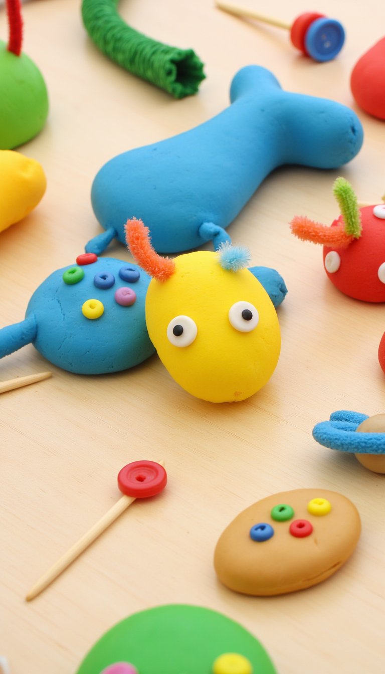 13. Play Dough Creatures with Loose Parts