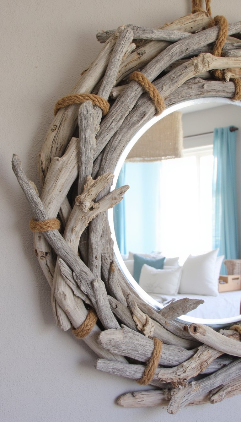 27. Driftwood and Rope Mirror Frame