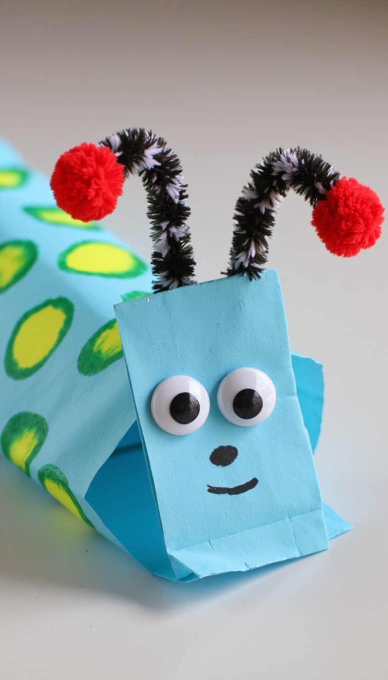 26. Paper Bag Caterpillar Puppet