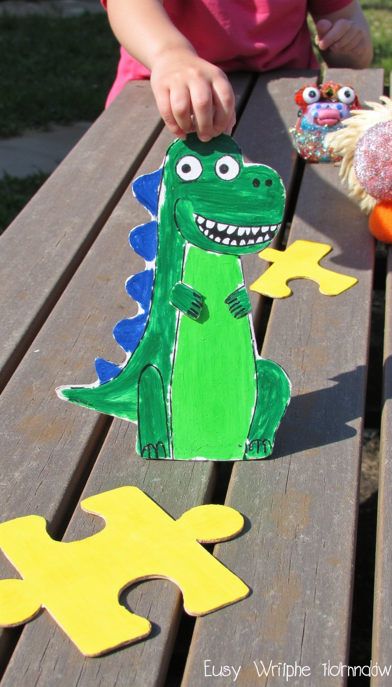 13. Popsicle Stick Puzzle Puppets