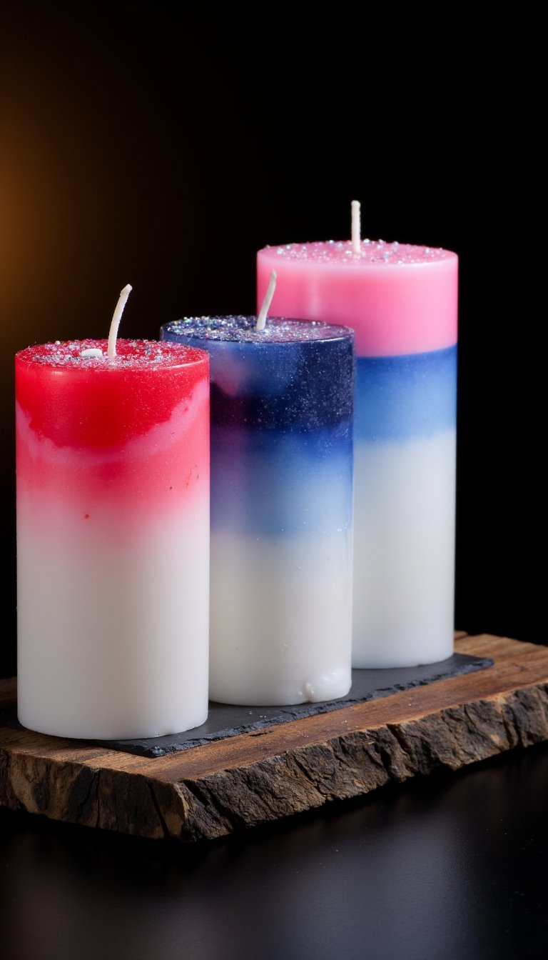 17. Firework-Inspired Dip-Dye Candles
