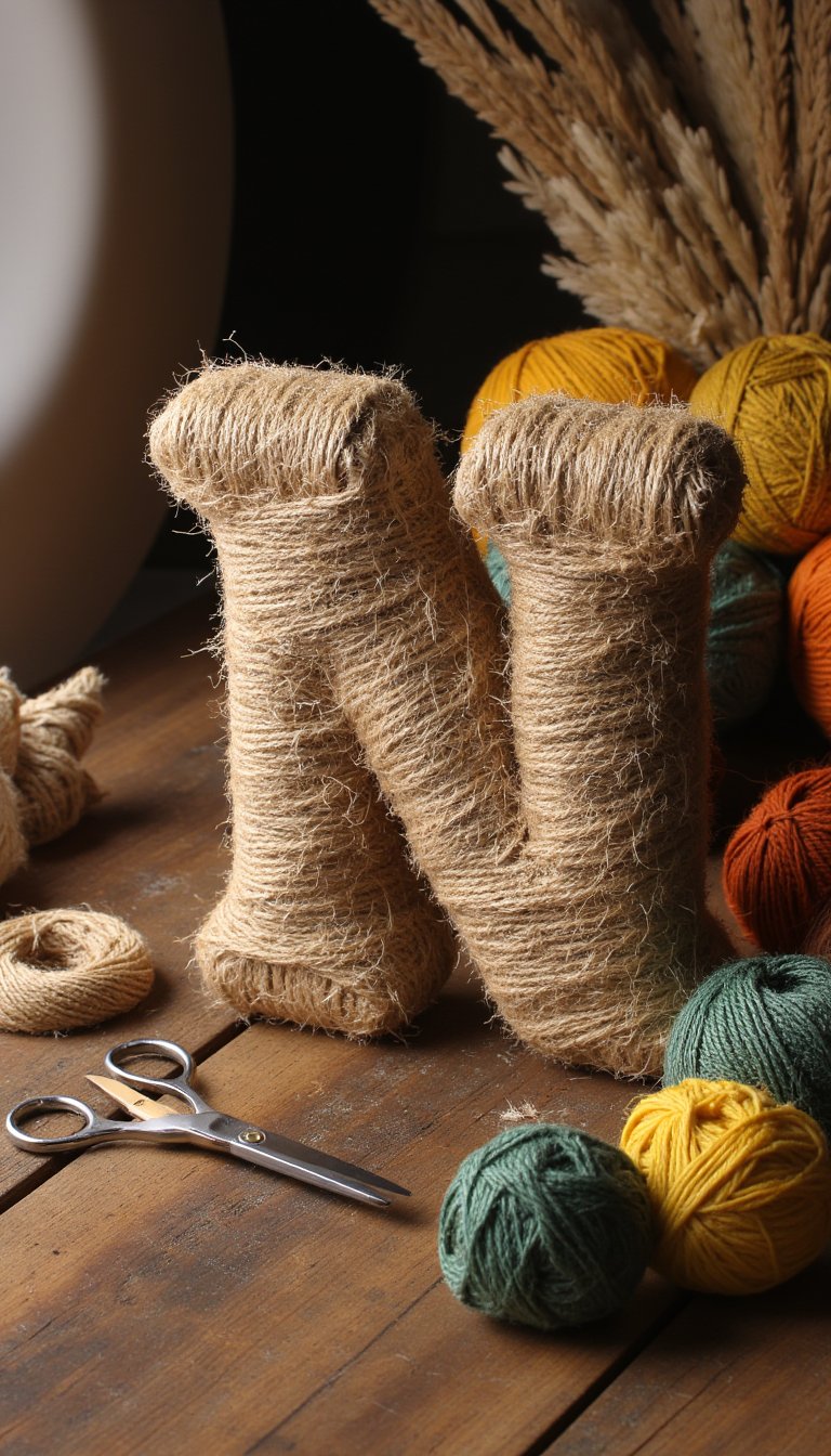 28. Personalized Letter Initial with Twine