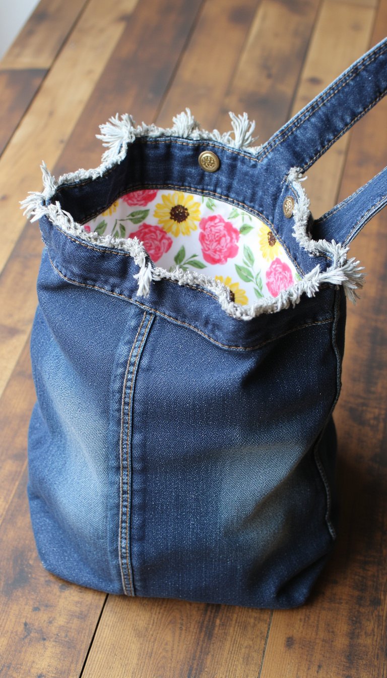 15. Upcycled Denim Tote from Old Jeans