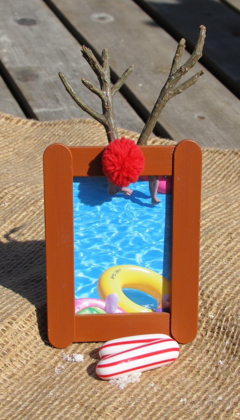 3. Popsicle Stick Reindeer Frame