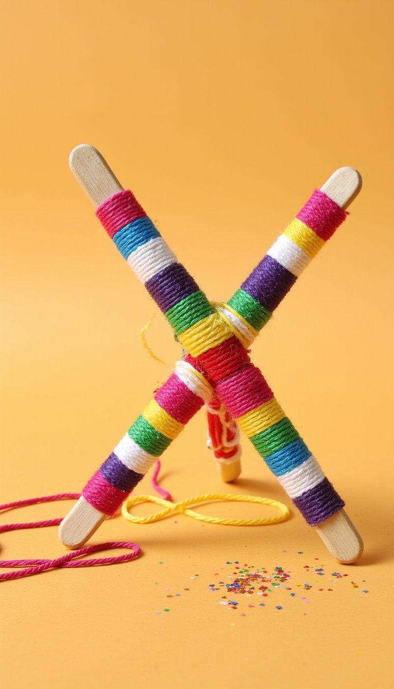 6. Yarn-Wrapped Ojo de Dios (God's Eye)